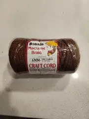 Vintage New Bonnie Macrame Braid Cord Dark Brown 6MM 100 Yards Craft USA