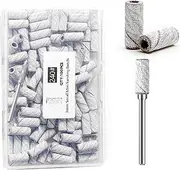 ERUIKA 100pcs Nail Drill Bits Small Sanding Bands with Upgrade 3.1mm Mandrel Bit, 240 Extra Fine Grit Nail File Sanding Bands for Acrylic Nails Gel Removing Shaping Manicures and Pedicure(Zebra,240)