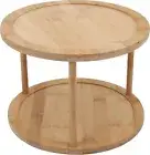 Bamboo Turntable Spice Rack 2-Tier 360 Degree Rotating Rack Organizer Kitchen