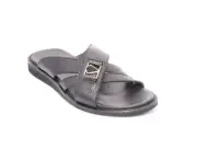 GoodMan 510 Black Leather Slides Buckle Men Sandals 45 / US 12
