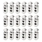 18pcs Metal Cord End Locks Spring Stopper Replacement White Nickel