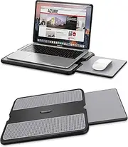 AboveTEK Portable Laptop Lap Desk w/Retractable Left/Right Mouse Pad Tray Non-Slip Heat Shield Tablet Notebook Computer Stand Table w/Sturdy Stable Cooler Work Surface for Bed Sofa Couch or Travel