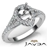 Halo Pave Setting Semi Mount Pear Diamond Engagement Ring Platinum 950 0.5Ctw