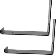 Ciieeo 2pcs Iron Shelf Bracket with Hook Decorative Iron Bracket Farmhouse Decorative L Bracket Wall Mounted Shelf Black