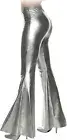 Underwraps Womens Metallic Bell Bottom Halloween 80's Costume Pants Silver 29396