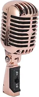 Classic Dynamic Microphone, Retro Cardioid Pickup Angle Adjustable Mic with XLR Cable and Protective Case, for Stage Performance Studio Recording (Rose Gold)