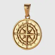 Mens 18K Gold Plated Compass Pendant Necklace Navigation Travel Adventure Chain Jewelry