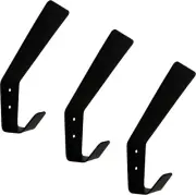 Tetra-Teknica Home Essentials Metal Wall Hook, Matte Black, 3 Regular, Black