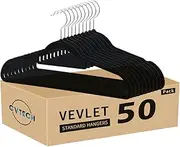 GVTECH Premium Velvet Hangers, [50 Pack] Non Slip and Heavy Duty Velvet Suit Hangers (45cm) with Tie Bar, 360° Swivel Hooks, Sturdy to Hold Jumper, Pullovers, Jackets & Hoodies (50 Pack, Black)