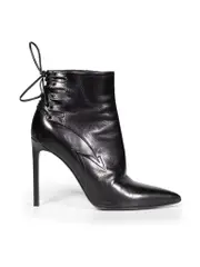 Black Lace Up Back Pointed Toe Boots