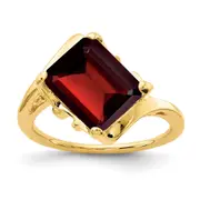 14K Yellow Gold 10x8mm Emerald Cut Garnet ring