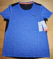 Women Sz S - Saucony Time Trial Short Sleeve Running Tee Shirt Blue NEW