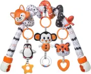 TUMAMA Black and White Baby Stroller Arch Toys, Removable Spiral Hanging Ratt...