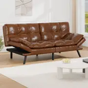 ALFORDSON Sofa Bed 3 Seater Recliner Lounge Leather Brown