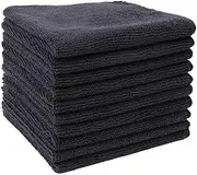 Microfiber Kitchen Towels, Dish Cloths for Washing Dishes, Kitchen washcloths, Soft, Super Absorbent and Lint Free Dish Towels - 10 Pack - 30cmx30cm (Black)