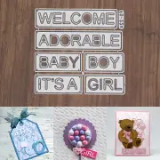 Baby Block Sentiment Words Cutting Dies – Adorable It’s a Boy Girl +