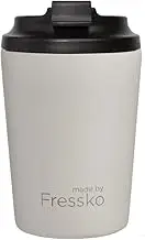 made by Fressko Reusable Coffee Cup - Stainless Steel Insulated Mug - Leak Proof Travel Cup for Hot/Cold Drinks - 3 Hr Heat Retention - Fits Car Holders & Coffee Machines - Frost - 8oz 227ml