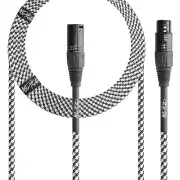 Mophead 15 Foot Braided XLR Male to XLR Female Microphone Cable Black and White