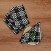 Solino Home 100% Pure Linen Dinner Napkins 20 x 20 Inch Set of 4 - Glen Check