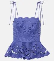 [Zimmermann] Zimmermann Pop embroidered peplum linen top AU 6 blue