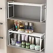 WOCHUANGSI 1pcs Medicine Cabinet Organizer Stretchable Storage Box for Bathroom Stackable Mirror Cabinets Vanity Small Narrow Shelf Slim Trays Holder (White, 13.8-23.6''L*3.1''W*6.3''H)