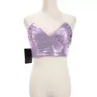 Retrofete NWT Sophia Pleated Strapless Crop Top Size Medium Dusty Lilac Purple