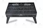 BBQ Blaze Foldable Charcoal Grill Barbeque with 5 Skewers Stellar Black