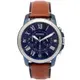 【FOSSIL】Grant復古羅馬時標三眼皮革腕錶 FS5151 44mm 現代鐘錶
