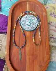 Mala Beads Feather Gemstone Meditation 108 Yoga Autumn Colours