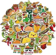 Mexican Food Stickers Taco Stickers 50pcs Waterproof Vinyl Stickers for Boys Teens (Food)