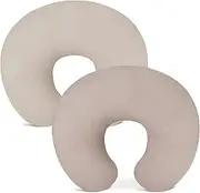 Wimist Nursing Pillow Covers 2 Pack, Muslin Nursing Cover for Breastfeeding Pillows, Comfortable for Baby Girls and Boys (Beige & Shadow)