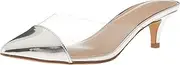 [The Drop] Women's Paulina Pointed-Toe Two-tone Mule, Silver/Clear, 12