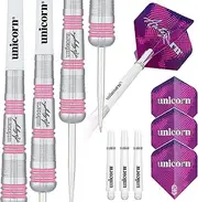 ‎Unicorn Darts Set | Autograph Series Style 3 | 80 Percent Tungsten Barrels | Steel Tip | Pink |