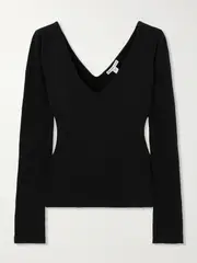 [James Perse] James Perse - Lotus Off-the-shoulder Cotton-blend Jersey Top - Black - 1 1 Black