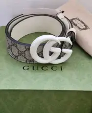 $599 Brand New Gucci GG Marmont Supreme Belt Canvas White 95/38 Enamel Buckle