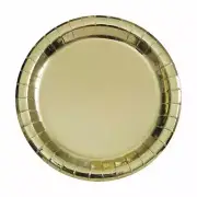 Gold Shiny Metallic Foil Pk of 8 Small Round Dessert Paper Plates Party Wedding