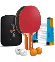 Nibiru Sport Set of Ping Pong Paddles 4 Balls and A Net 2 Players Travel