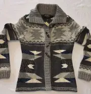 Eddie Bauer Lambswool Cashmere Sweater Small Toggle Button Aztec Navajo NEW NWT