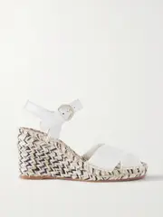 [Chloé] Chloé - Pila Leather And Canvas Wedge Espadrilles - White - IT35 IT 35 White