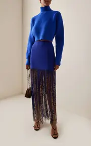 [Rabanne] Cropped Wool Turtleneck Sweater