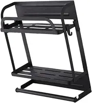 LABRIMP Refrigerator Rack Double Tier Spice Holder Shelf Towel Roll Holder Kitchen Storage Base