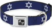 Buckle-Down Seatbelt Buckle Dog Collar - Star of David - 1.5" Wide - Fits 18-...