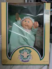 Vintage 1983 Cabbage Patch Kids Preemie Willow Della Green Eyes Damaged Box
