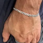 Real Italy 925 Sterling Silver Flat Cuban Link Chain Bracelet Mens & Women 5MM