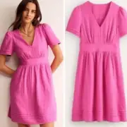 Boden Eve 100% Linen Short Dress In Rose Pink Size 12