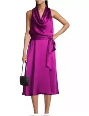 Aidan Mattox Cowl Neck Satin Cocktail Dress with Pockets 2 $275