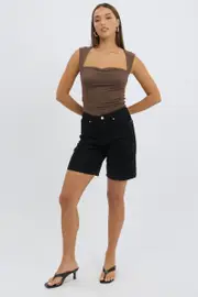 Black Bermuda Jorts Mid Rise - Size 12M, Women's Knee Length Short