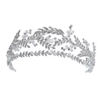 在飛比找momo購物網優惠-【Jpqueen】花園城堡新娘花卉水晶精緻頭飾髮箍(銀色)