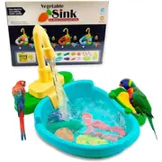 Nevenka Automatic Parrot Shower Bathtub with Faucet for Ferret Goldfinch-Pink-Green