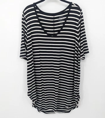 Torrid Shirt Womens 3X Black White Stripe Super Soft Tunic Top Rayon Stretch New